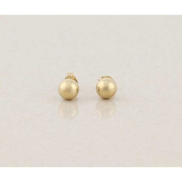14k Yellow Gold 6mm Ball Bead Earrings Stud Post 3/16" - Picture 1 of 8